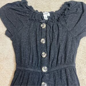 Gray Ruffled Faux Button-Down Kids Jumper
